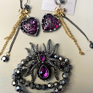 Goth Spider 🕷 Bow’s and hearts ♥️ Jewelry Set